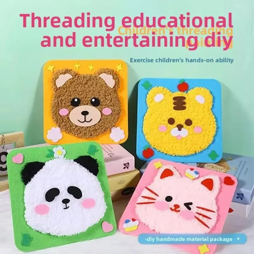 Sewing Needle and Thread Painting DIY Embroidery Doll Set Stuffed Animal DIY Handcraft Kit Cartoon Animal Felt Sewing Kit